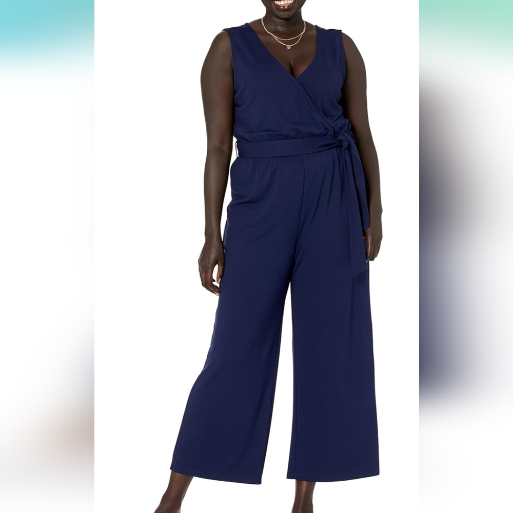PLUS SIZE Elegant Sleeveless Navy Jumpsuit
